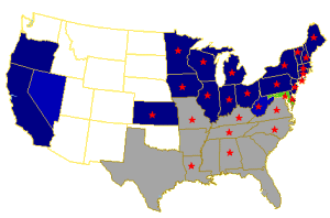 map of USA/CSA, 1863